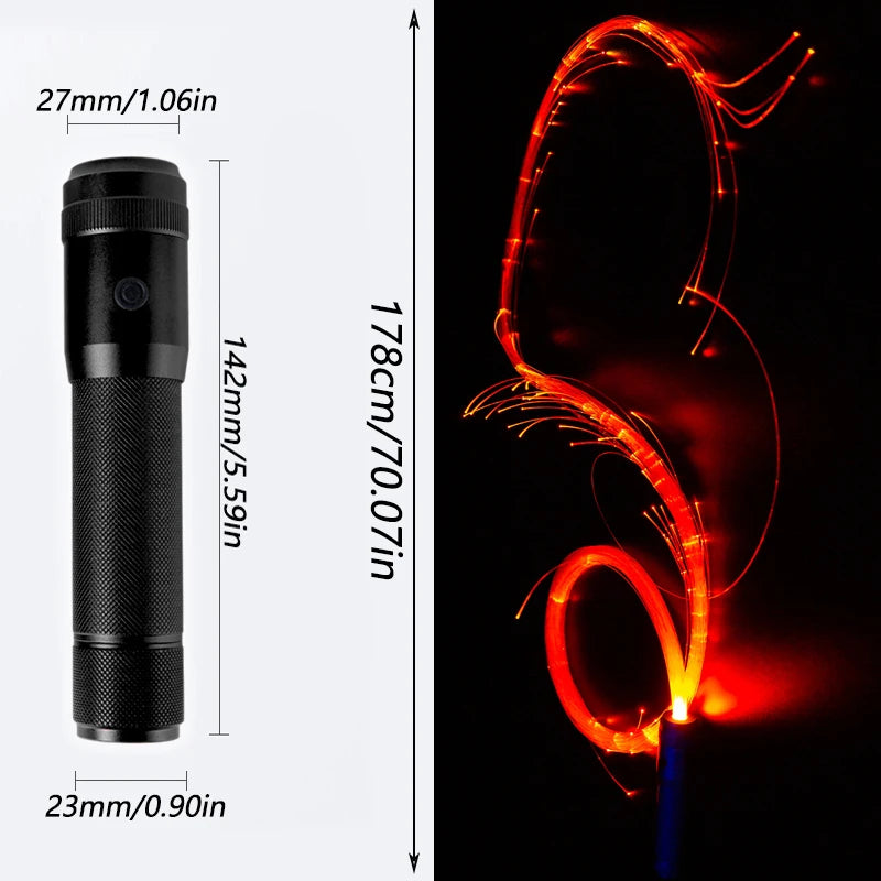 LED Fiber Optic Whip USB Rechargeable