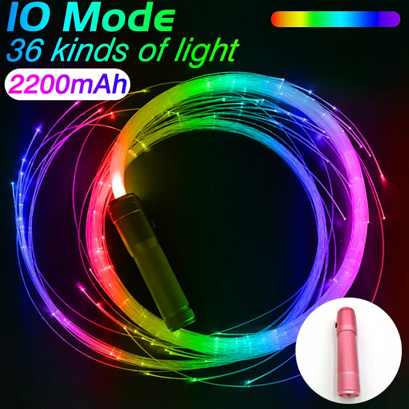 LED Fiber Optic Whip USB Rechargeable