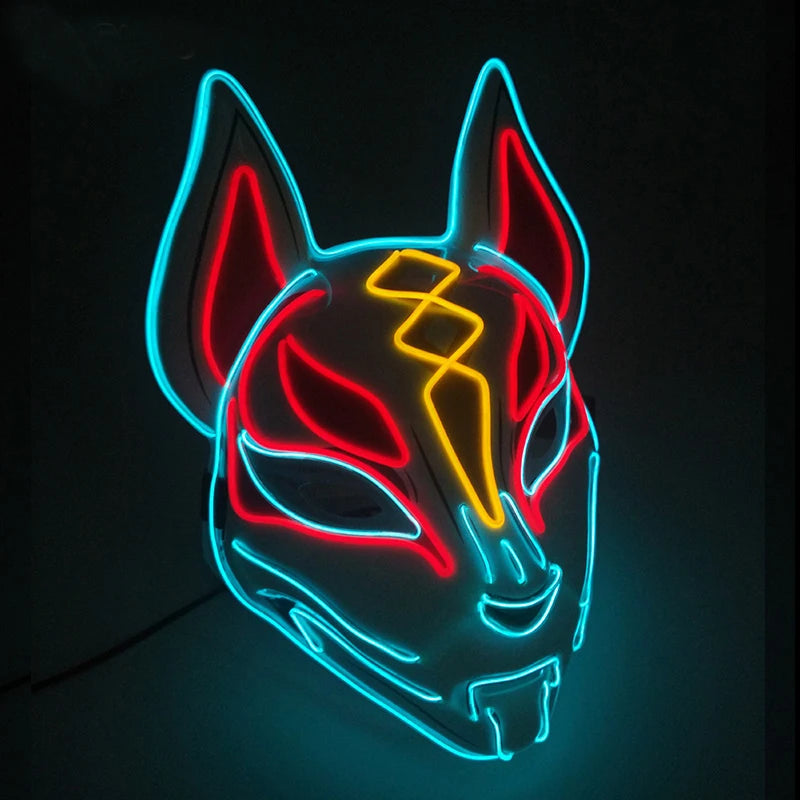 Colorful Light up Fox Face Mask LED