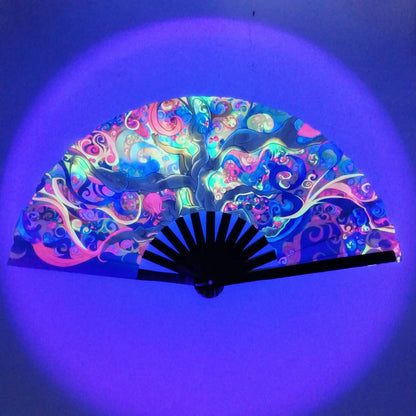 UV Ink Printing Fluorescent Effect Cloth Fan