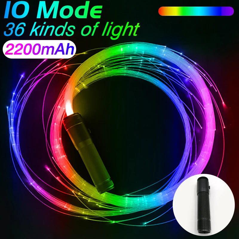 LED Fiber Optic Whip USB Rechargeable