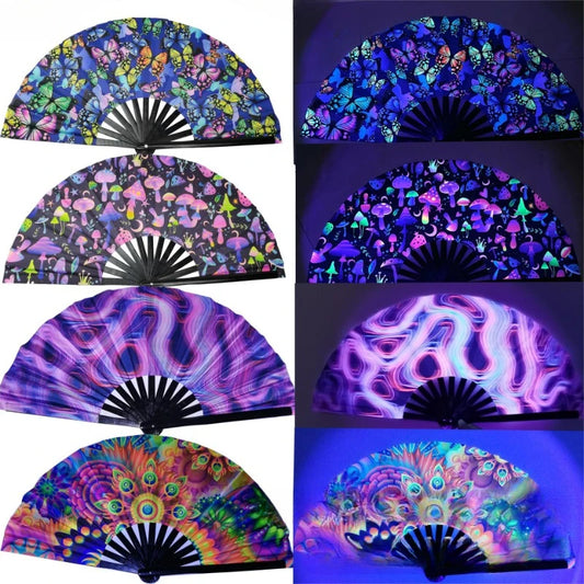 UV Ink Printing Fluorescent Effect Cloth Fan
